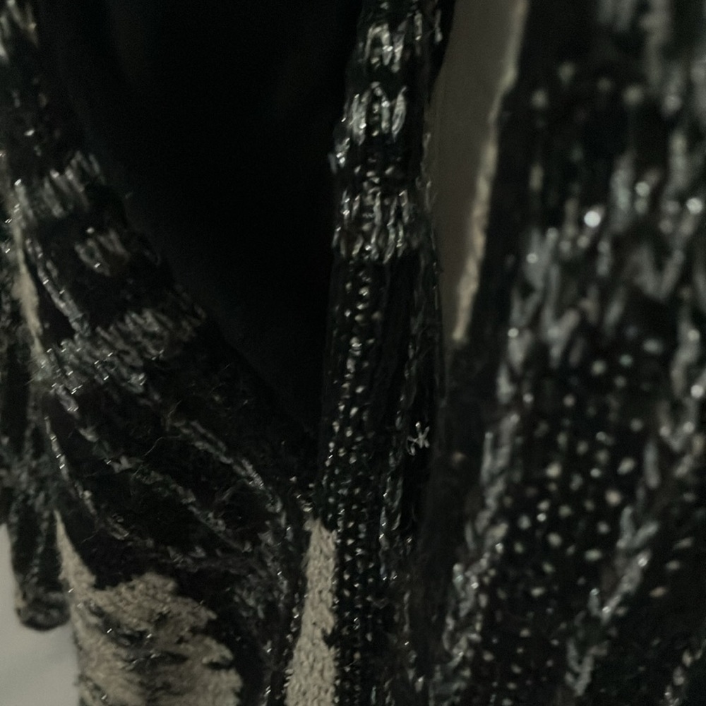 Lucky Brand: Long Geometric pattern Cardigan Sweater- Open- pockets- Heavy- 1X - Picture 6 of 16